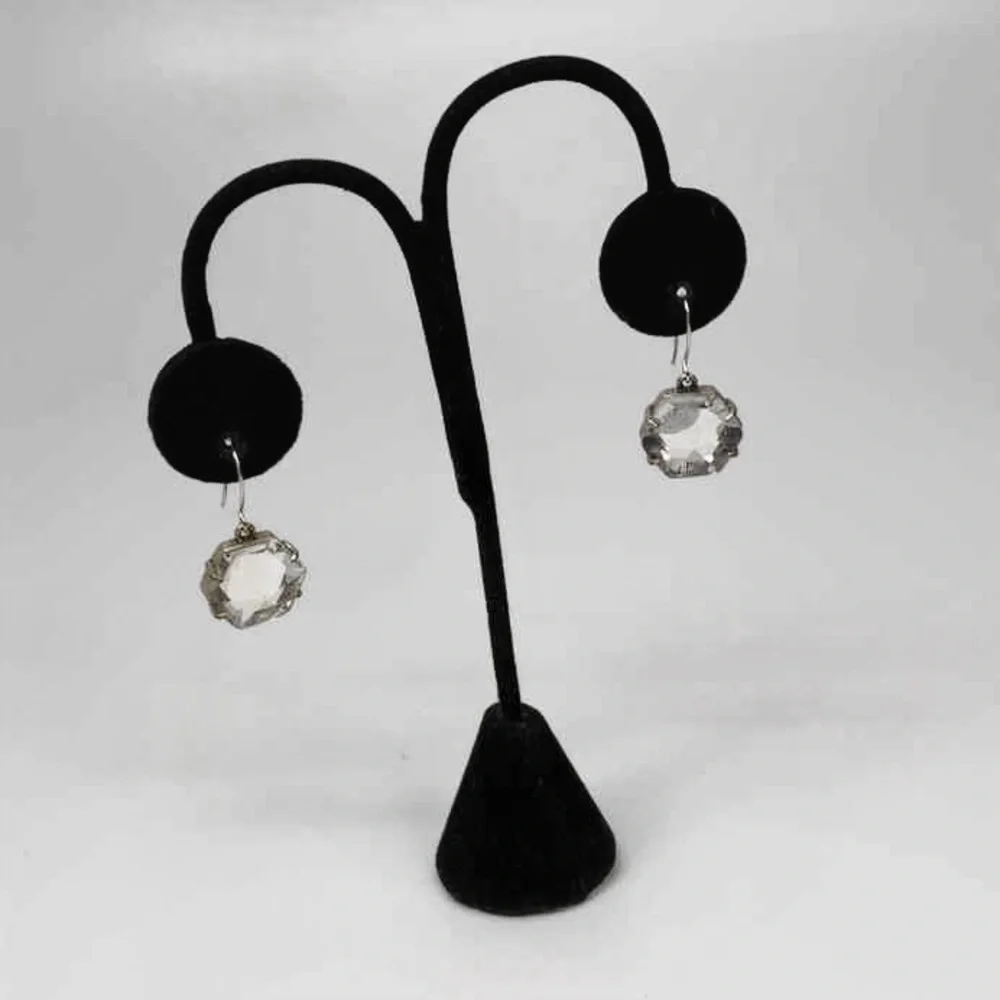J. Crew Gold-Tone Clear Crystal Stone Fish Hook Dangle Earrings - Picture 1 of 4